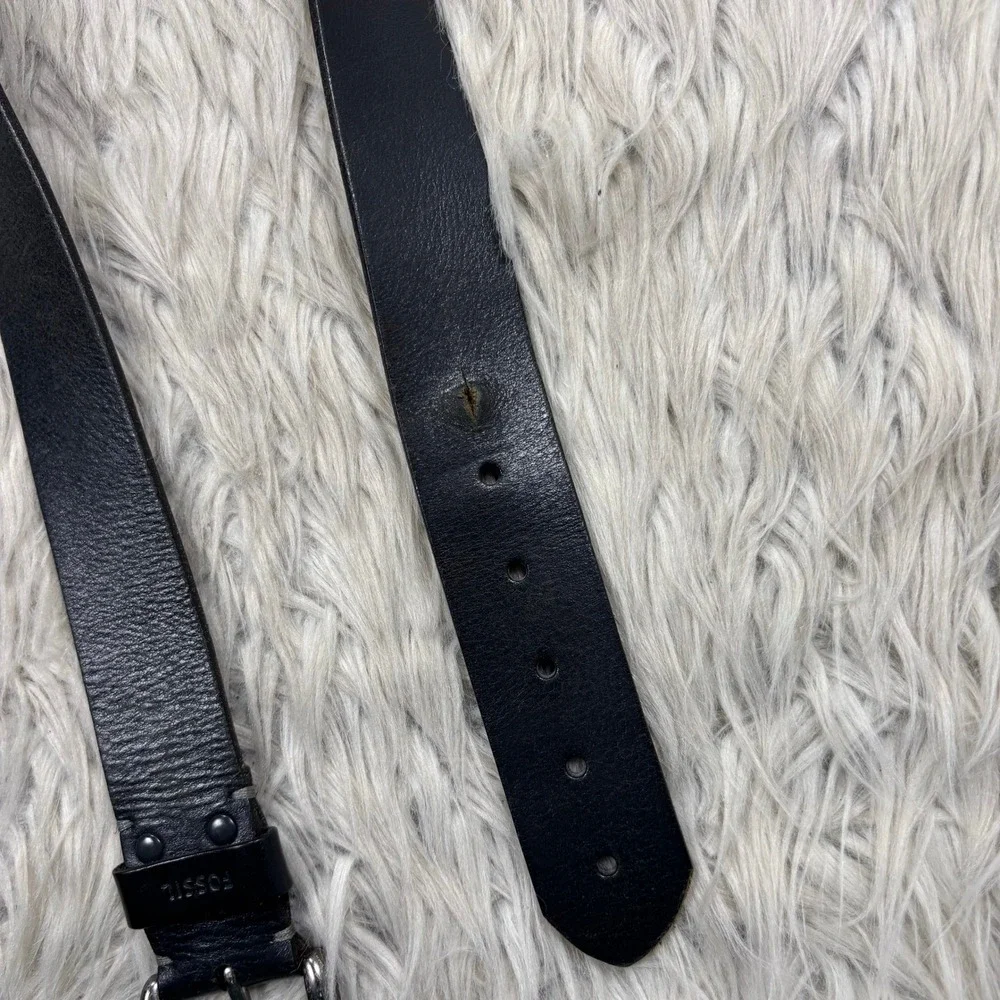 Fossil Men's 34 Black Leather Waist Belt Classic Minimalist Basic